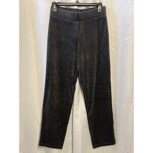 Talbots Womens Petite Charcoal Gray Velour Pull-On Pants Smooth Waistband